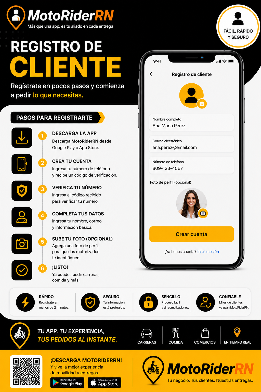 MotoRider registro de cliente