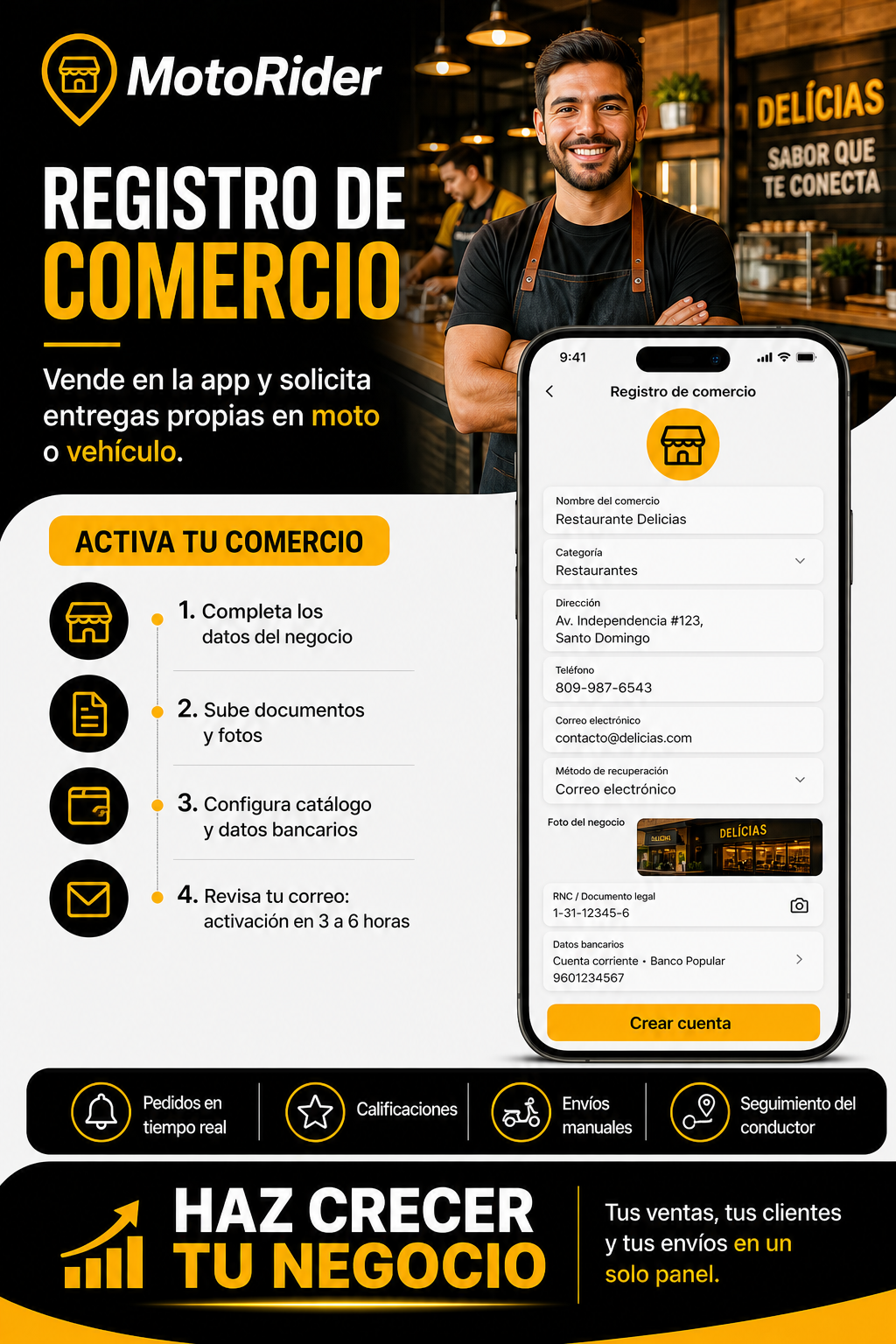 MotoRider registro de comercio